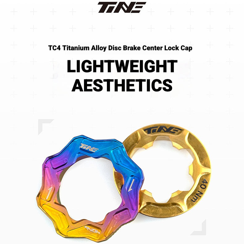 TiNE Ultralight TC4 Titanium Center Lock Disc Brake Lockrings (Pair) Internal & External | CNC Machined | 8 Anodized Colors