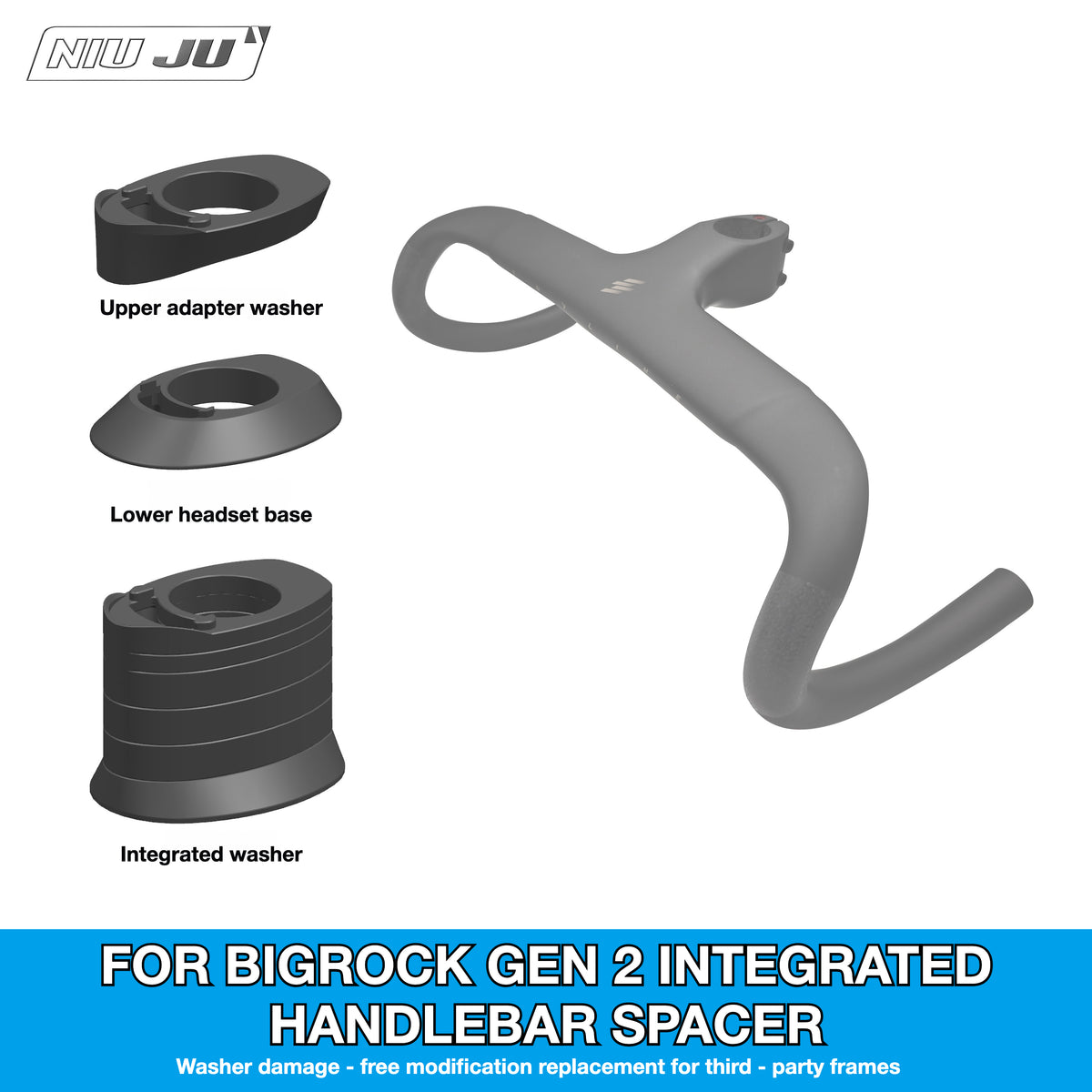 NIUJU Integrated Headset Spacer Kit – BIGROCK Gen 2 Integrated Handlebar Compatible
