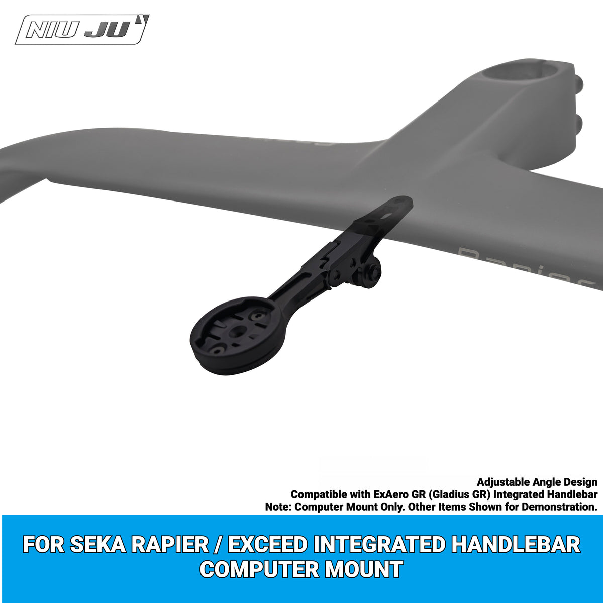 NIUJU Aluminum Computer Mount for SEKA EXCEED / SPEAR Rapier / ExAero GR Integrated Handlebars | Garmin Wahoo