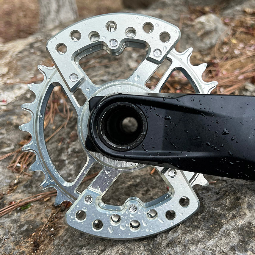 PASS QUEST SRAM DUB / GXP 3-Bolt Narrow-Wide Chainring with Bash Guard | 3mm Offset 30T–34T