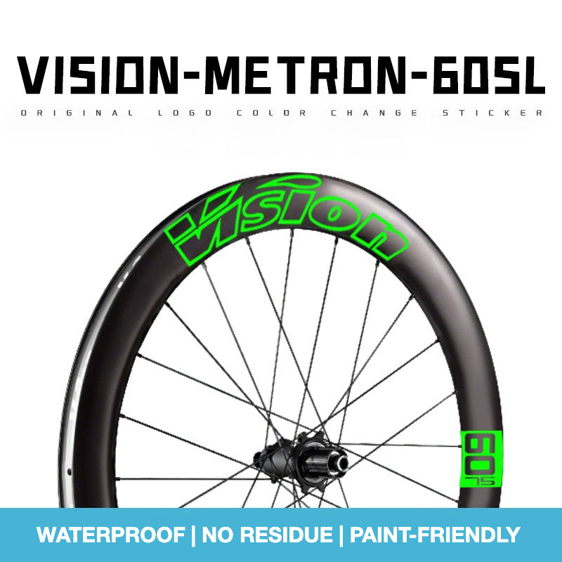 Kit d'autocollants personnalisés pour roues VISION METRON SL60 | Stickers pour jantes de vélo de route en carbone (Kit complet pour paire de roues + jeu de rechange)