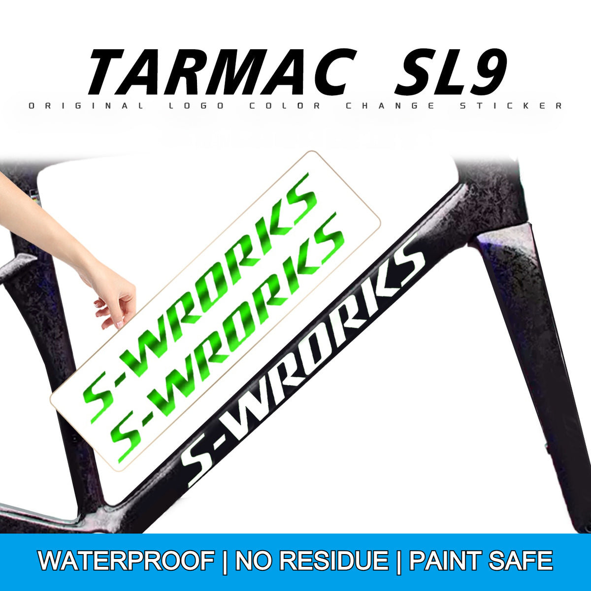 Specialized S-Works Tarmac SL9 Frame Logo Decals – Custom Color Waterproof Replacement Stickers
