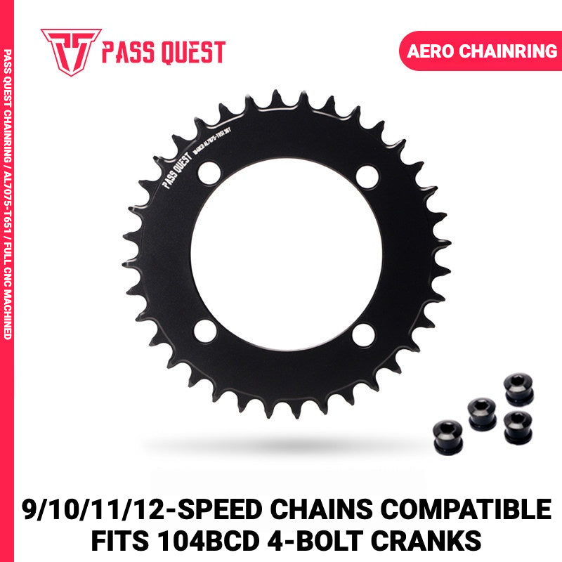 PASS QUEST 104BCD Full-Profile Narrow-Wide Chainring | Shimano XT / SLX 1x MTB 32T–40T