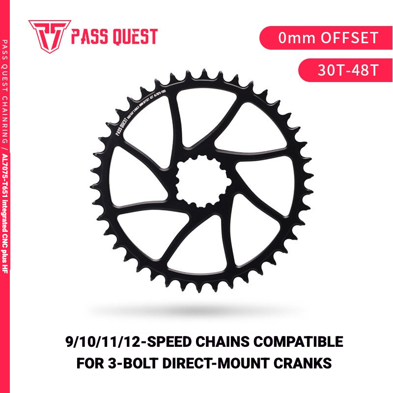PASS QUEST SRAM 3-Bolt Direct-Mount Narrow-Wide Chainring | GXP DUB XX1 GX NX | 0mm Offset