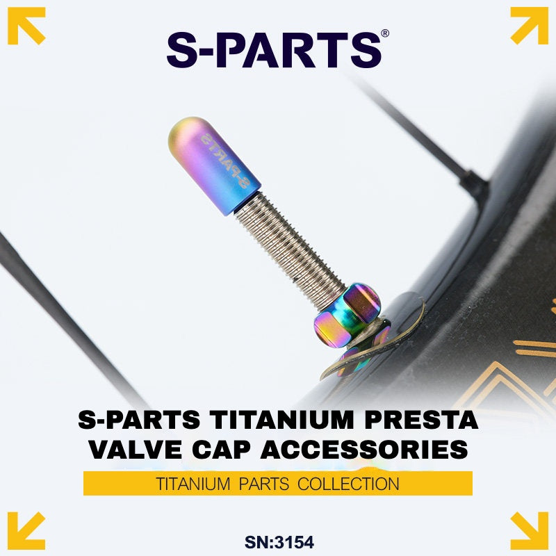 S-PARTS Titanium Presta Valve Cap & Nut Set for Road Bike Wheels