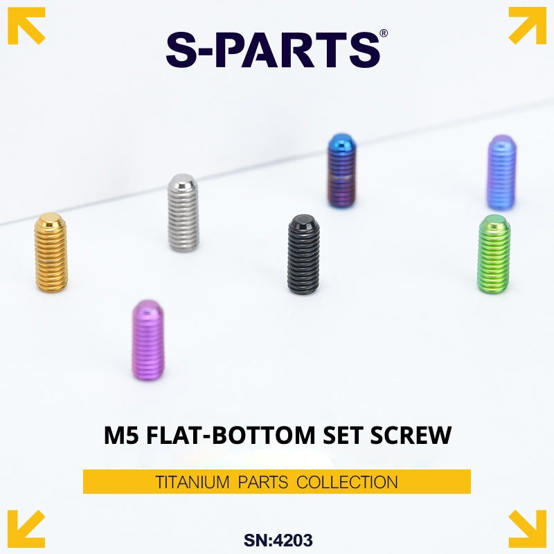 S-PARTS Titanium Set Screw M5×12 / M5×16 – Grade 5 TC4 Flat End Hex Bolt