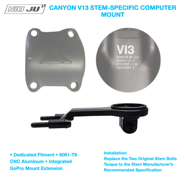 NIUJU Canyon V13 Computer Mount | CNC Aluminum Aero Cockpit Garmin Wahoo Mount