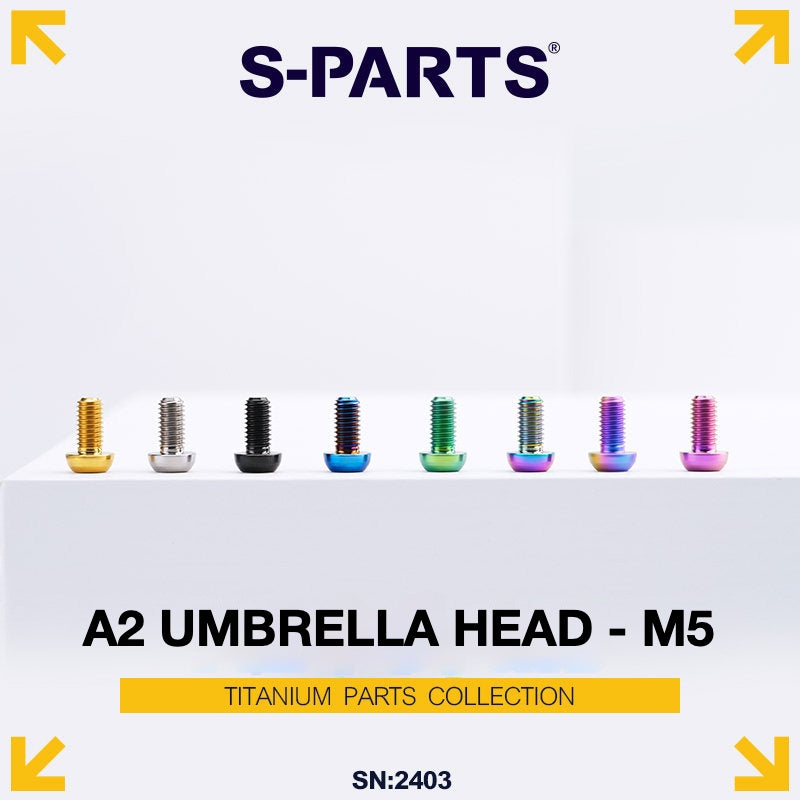 S-PARTS A2 Titanium UMBRELLA HEAD M5 x 8–34mm – TC4 Titanium Bike Hardware