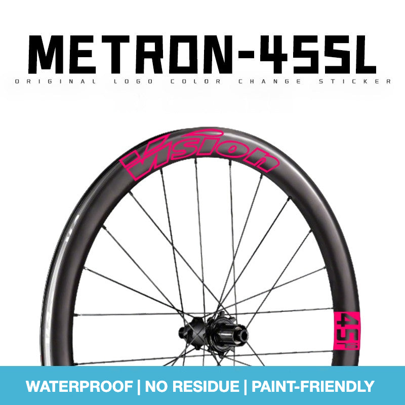 Kit d'autocollants personnalisés pour roues VISION METRON SL45 | Stickers pour jantes de vélo de route en carbone (Kit complet pour paire de roues + jeu de rechange)