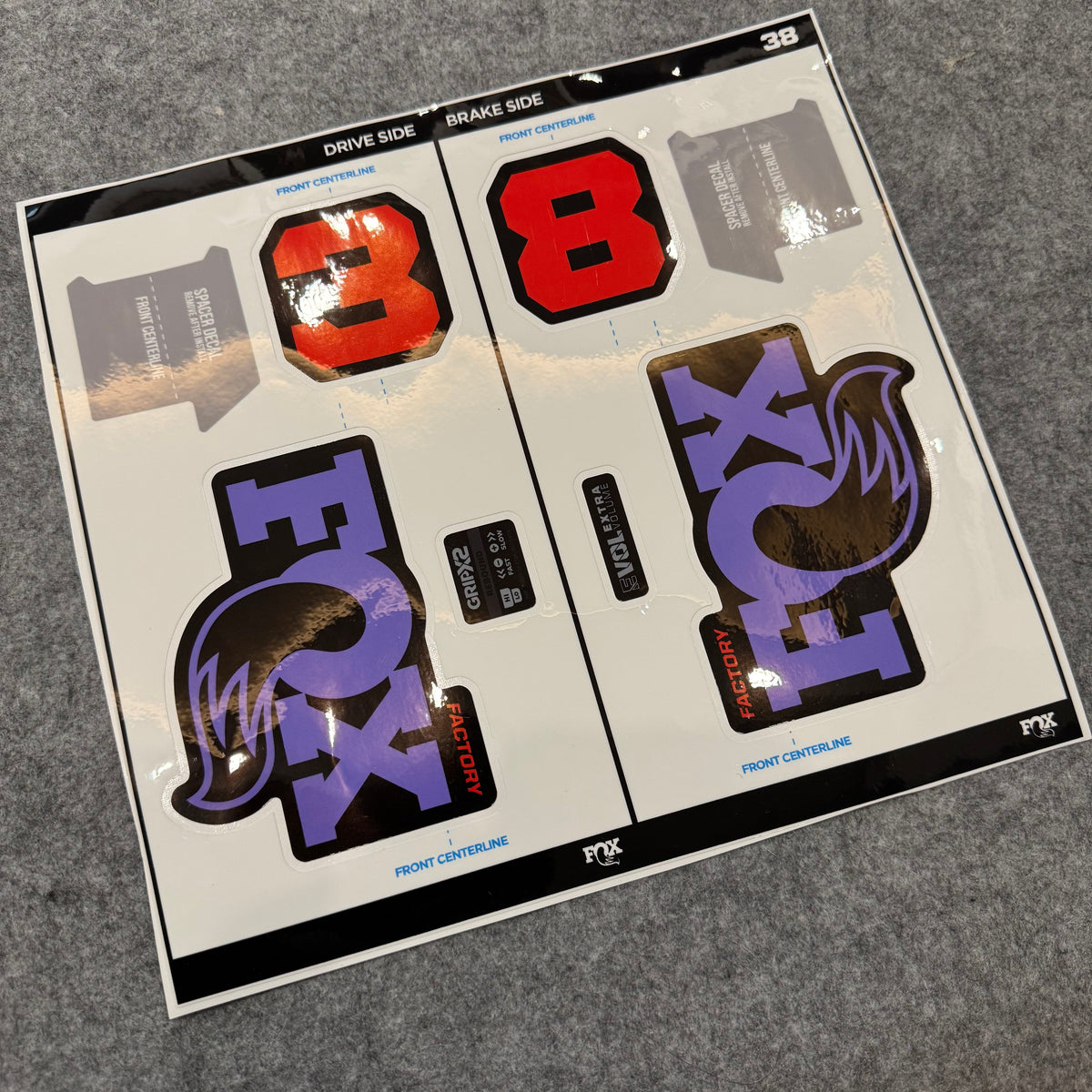Custom Decal Kit for 2027 FOX 38 FACTORY Fork | Waterproof MTB Fork Stickers | GRIP X2