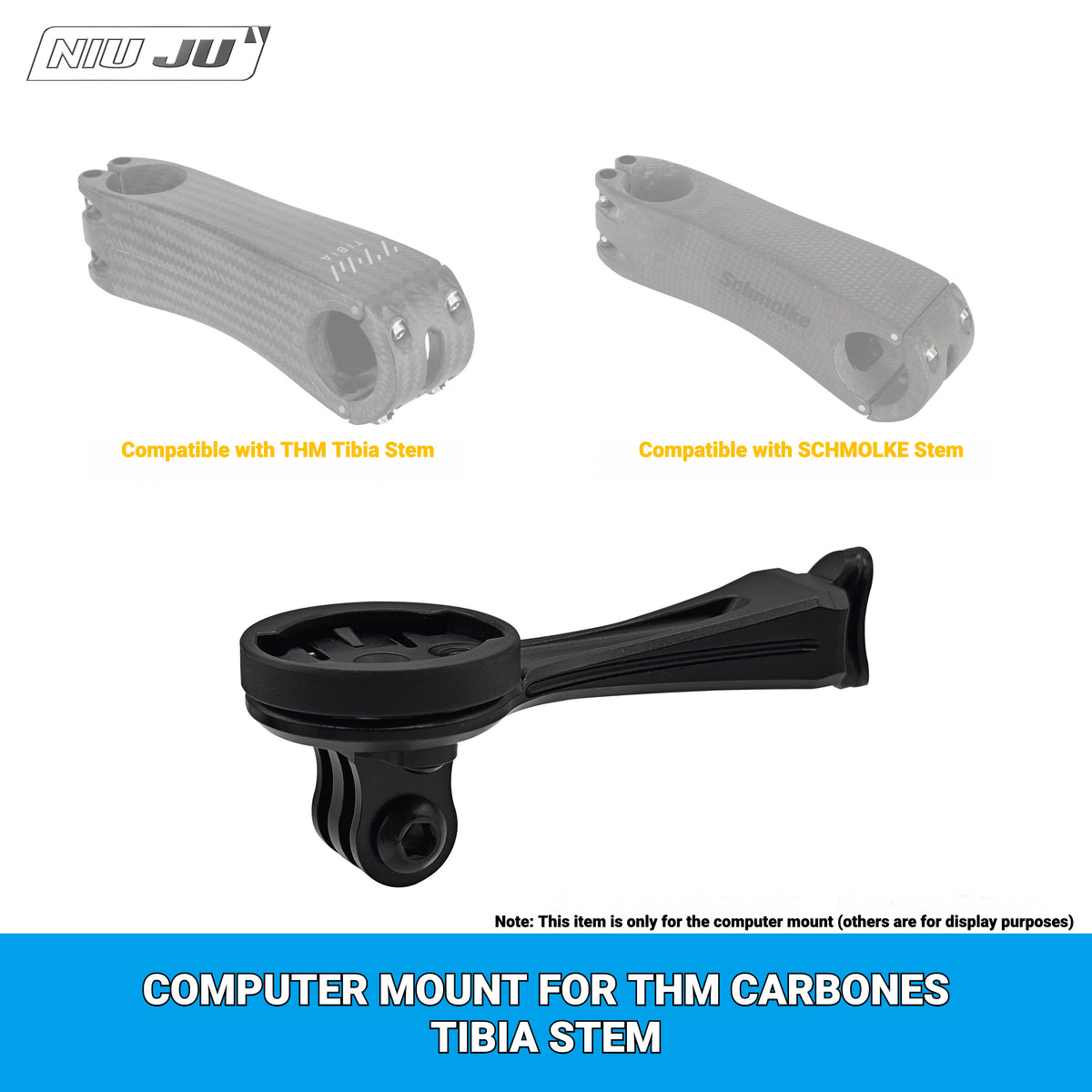 NIUJU Aluminum Computer Mount for THM Carbones Tibia & Schmolke Stems | Garmin GoPro