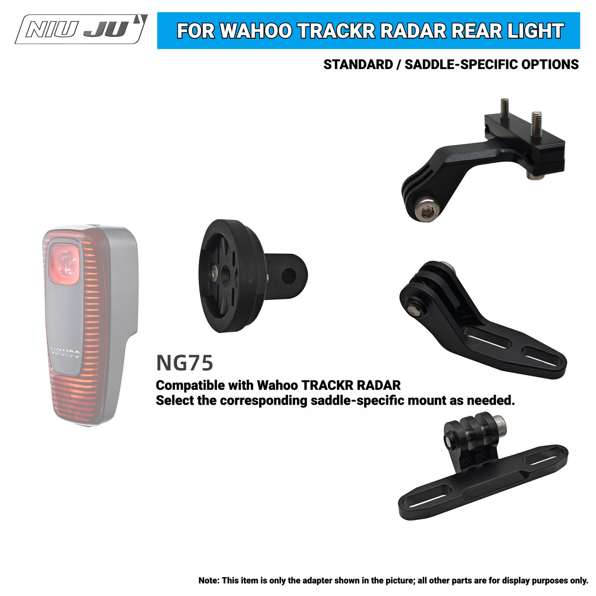 NIUJU Wahoo TRACKR RADAR Rear Light Saddle Mount | For Specialized Trek & More