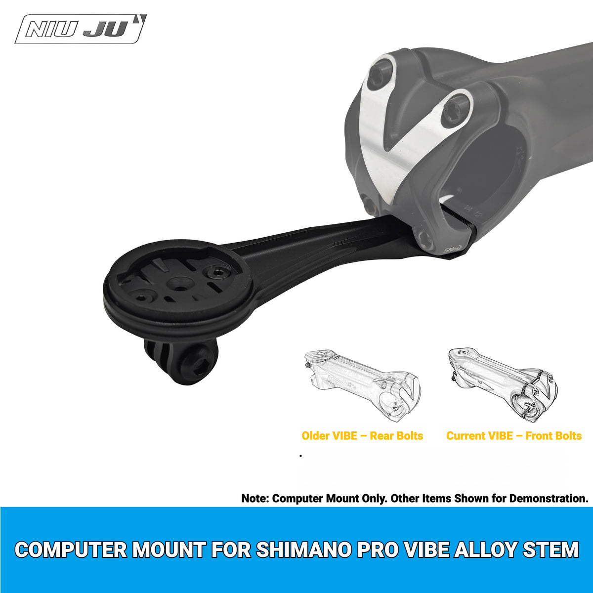 NIUJU Aluminum Computer Mount for SHIMANO PRO VIBE ALLOY Stem | Garmin Wahoo GoPro