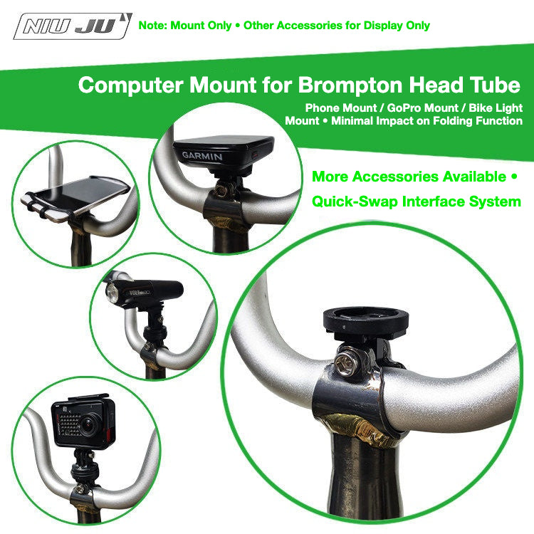 NIUJU Brompton Computer Mount | Garmin Phone Adapter GoPro Front Mount