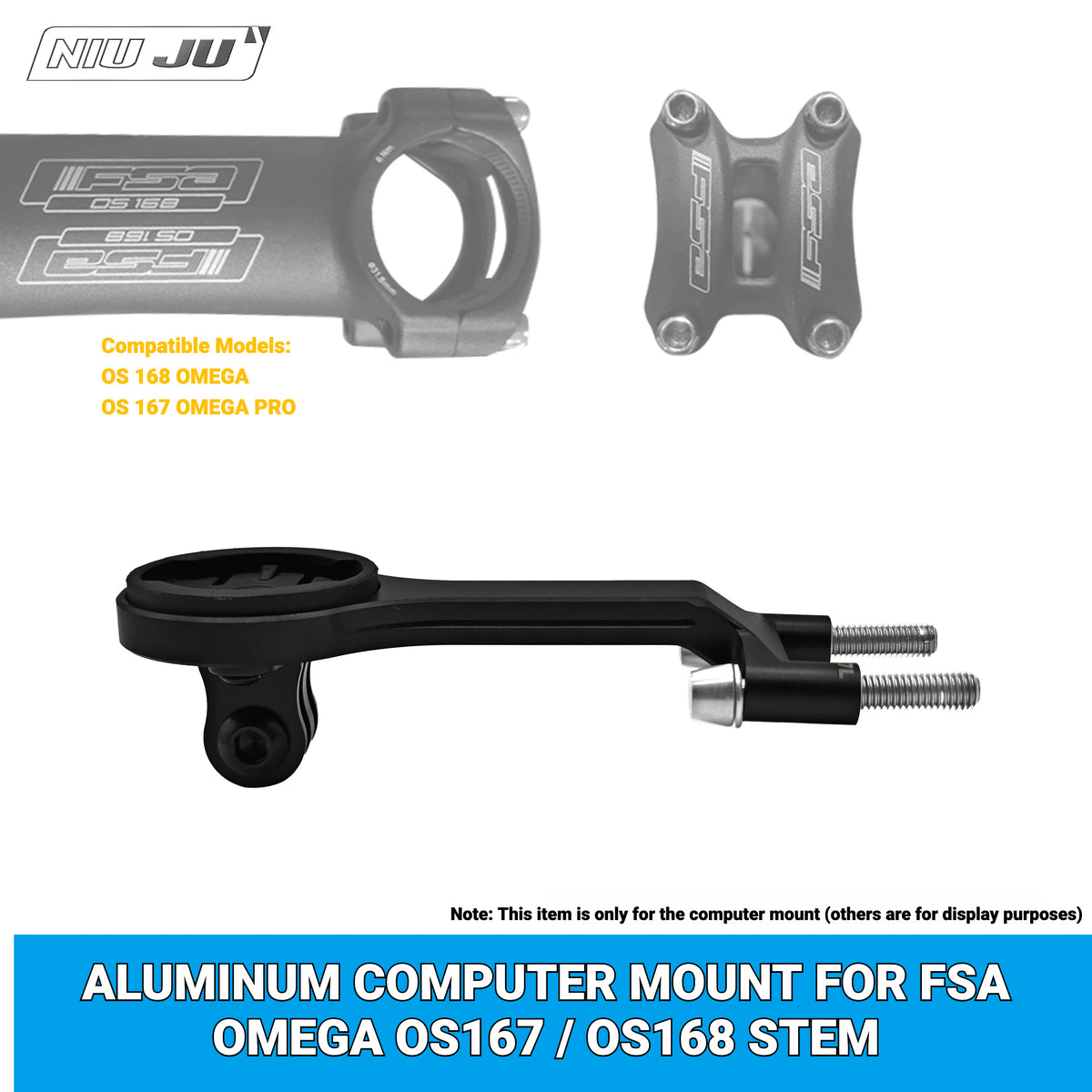 NIUJU CNC Aluminum Computer Mount for FSA OMEGA OS-168 / OS-167 Stem | Garmin Wahoo