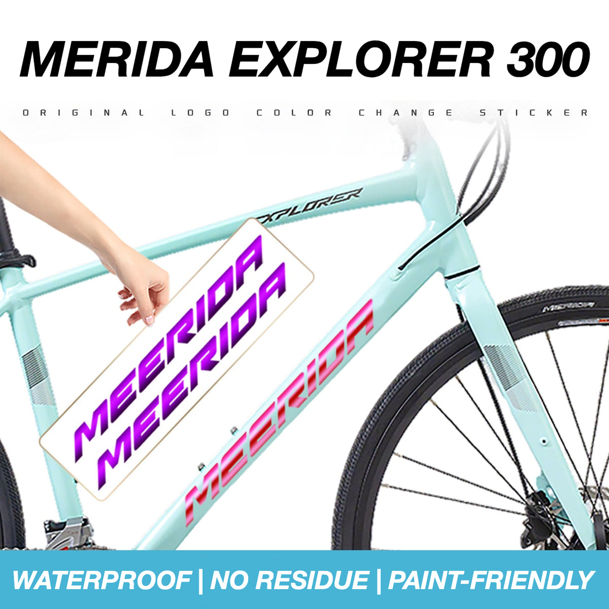 Autocollants personnalisés avec logo OEM pour cadre de vélo de route Merida Explorer 300 / 500 à guidon plat | Autocollants de superposition imperméables
