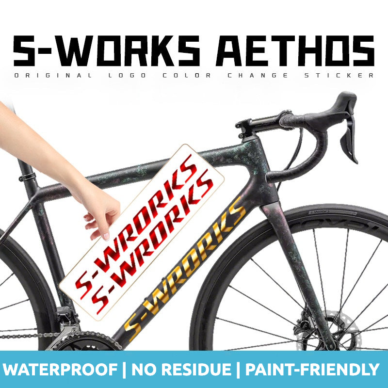 Autocollant de couverture de logo Specialized S-Works Aethos | Autocollant personnalisé léger et imperméable pour cadre de vélo de route