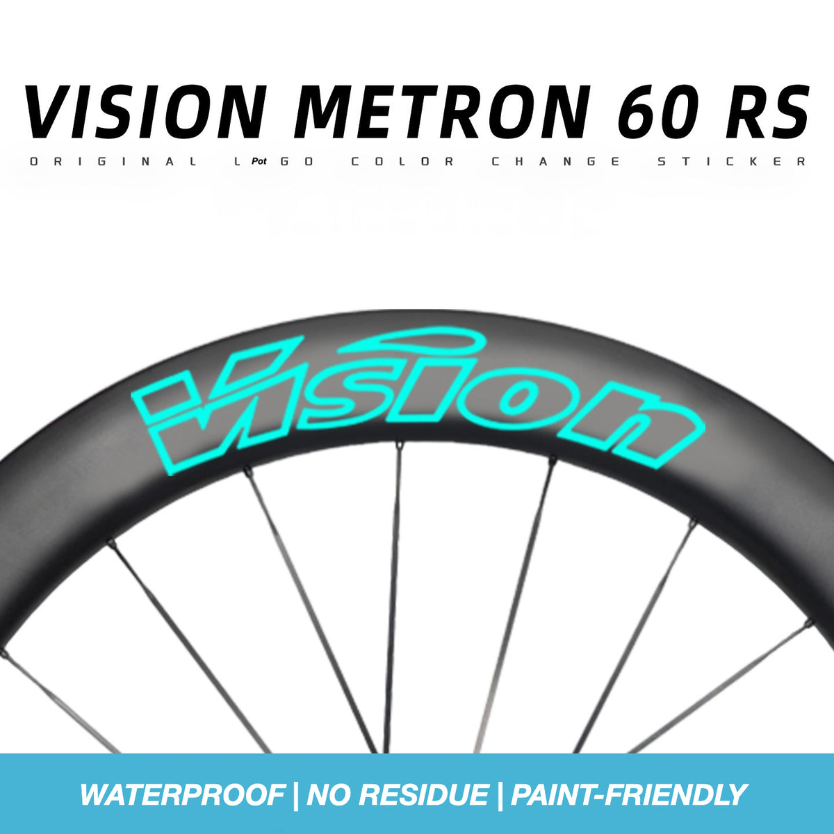 Kit d'autocollants personnalisés pour roues VISION METRON 60 RS | Stickers pour jantes de vélo de route en carbone (Kit complet pour paire de roues + jeu de rechange)