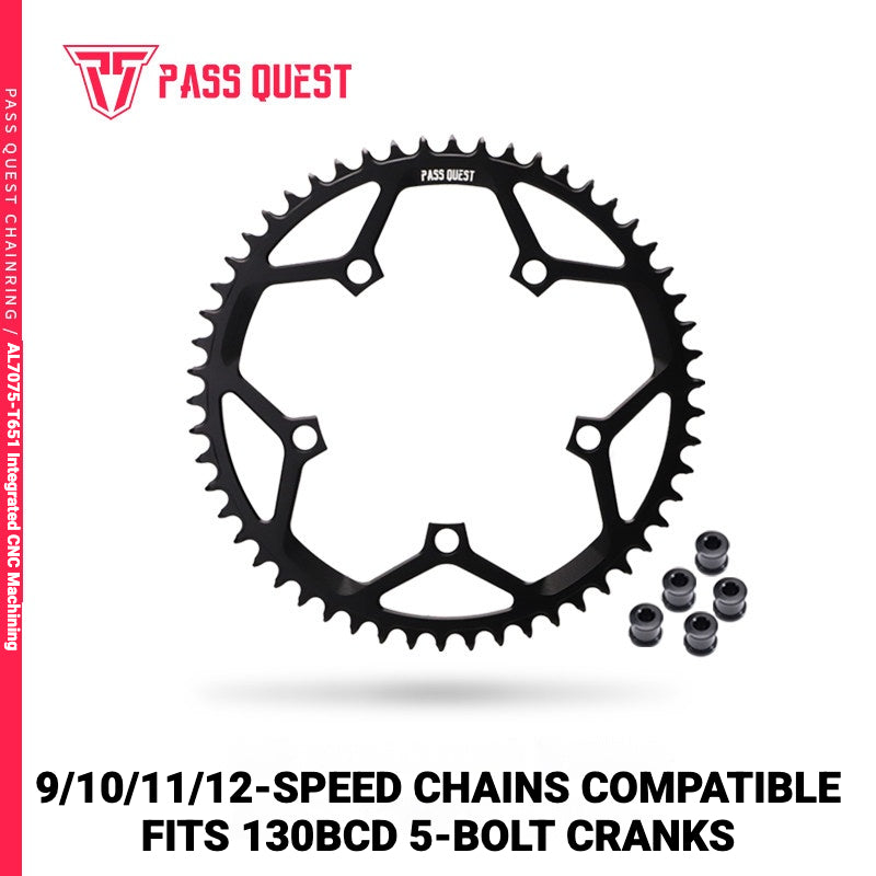 PASS QUEST 130BCD 5-Bolt Chainring | Narrow-Wide 40T–58T PASS QUEST 130BCD 5-Bolt Chainring | Narrow-Wide 40T–58T