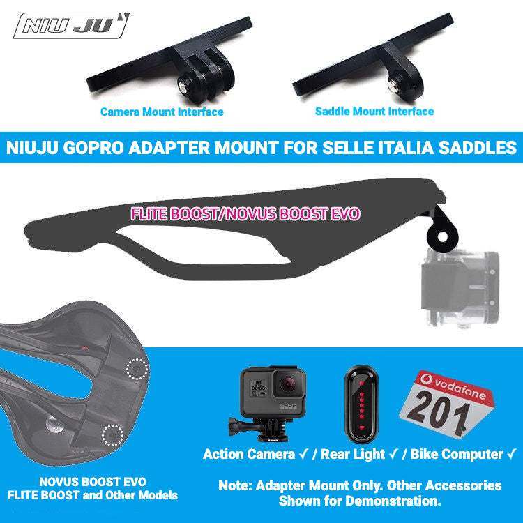NIUJU GoPro Camera Mount for SELLE ITALIA FLITE BOOST / NOVUS BOOST EVO Saddles