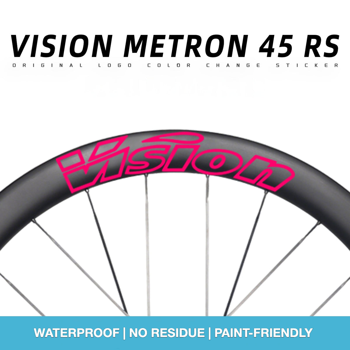 Kit d'autocollants personnalisés pour roues VISION METRON 45 RS | Stickers pour jantes en carbone de vélo de route (Kit complet pour paire de roues + autocollants de rechange inclus)