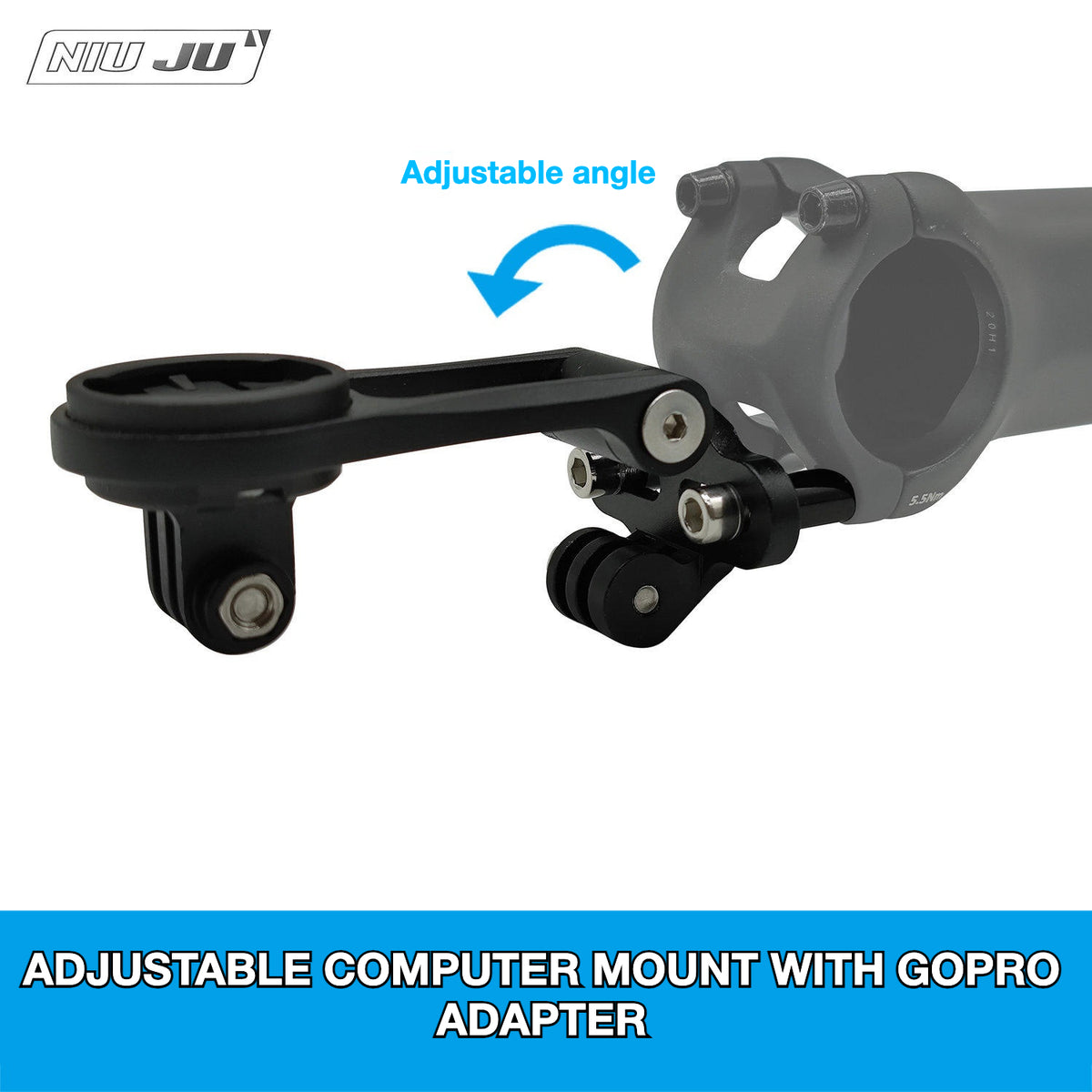 Adjustable Bike Computer Mount for Garmin & Wahoo | Dual GoPro Camera & Bike Light Mount