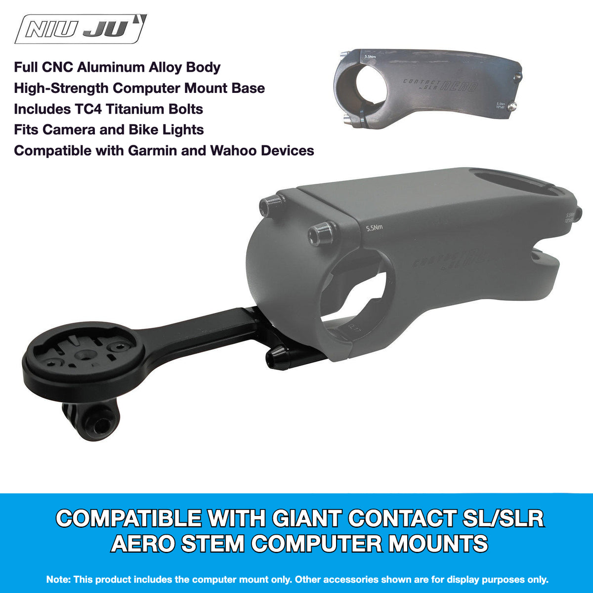 PAVEWAY Giant Contact SL Aero Computer Mount | Titanium Bike Computer Mount for New Giant Propel