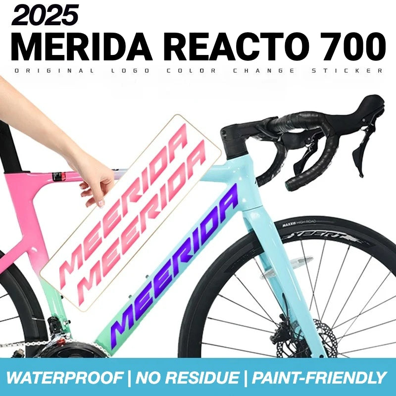 Autocollants personnalisés OEM avec logo pour cadre de vélo de route Merida Reacto 700 | Autocollants de superposition imperméables