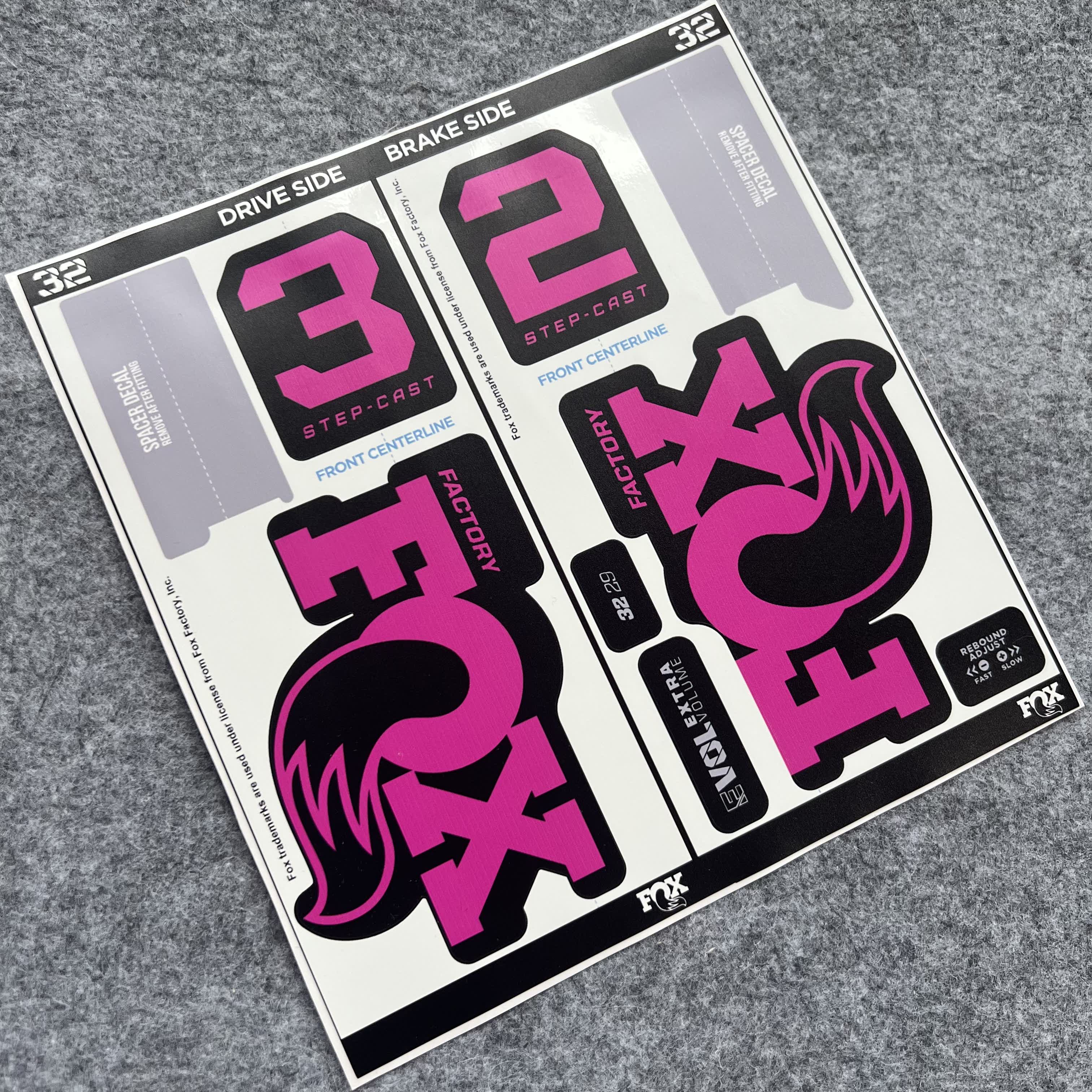 2026 FOX 32 Step Cast FACTORY Fork Decal Kit | Waterproof XC MTB