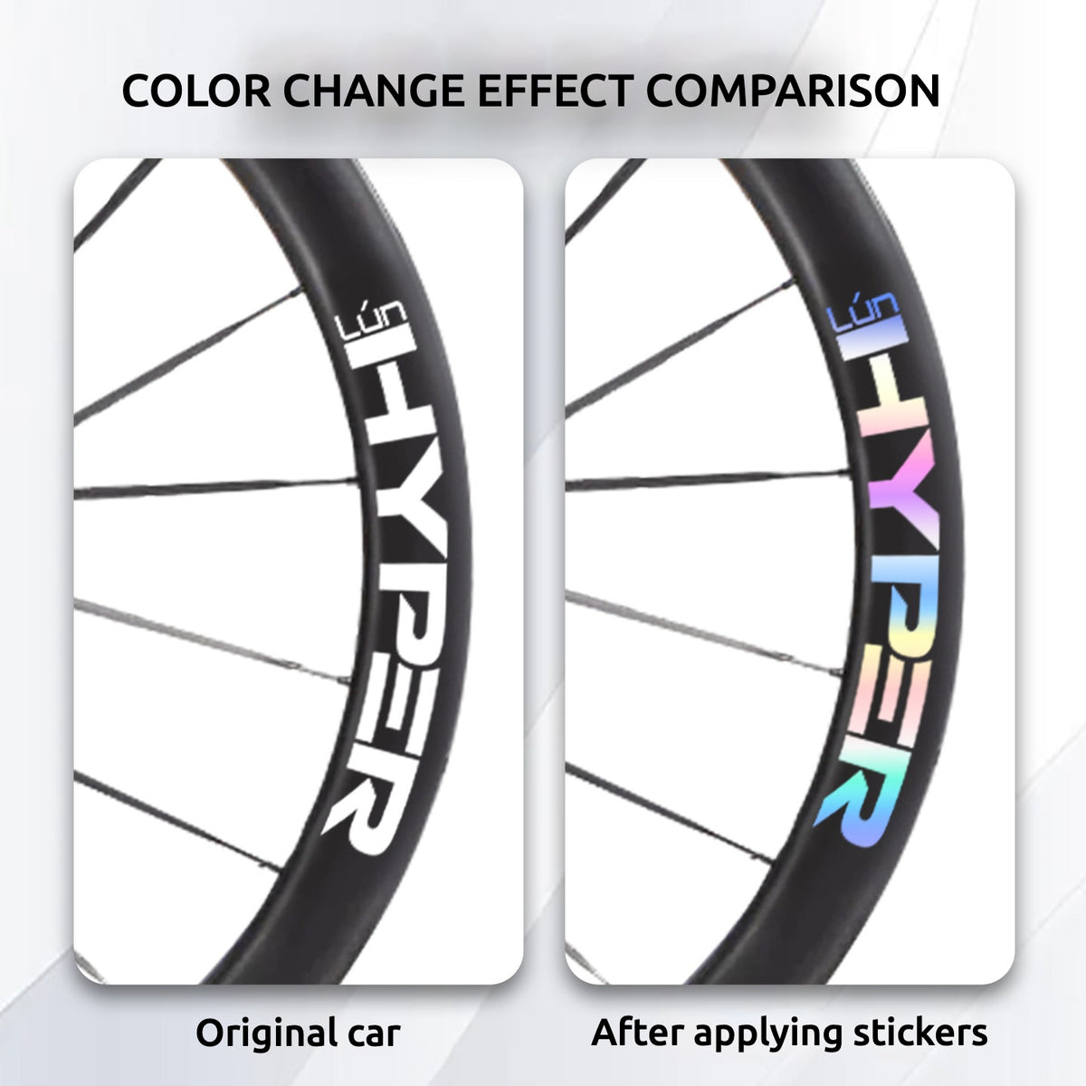 Autocollants Logo Infinity pour Jantes Lún HYPER 3 D45 Gen 3 | Stickers de Jante Imperméables (Jeu Complet pour Deux Roues + Stickers de Rechange Inclus)