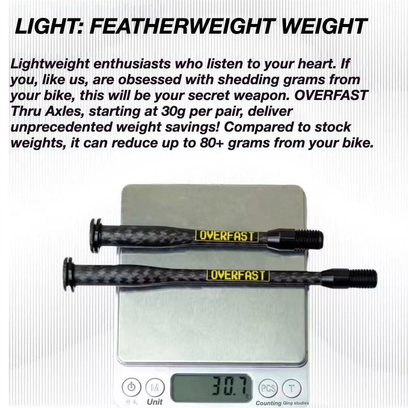 OVERFAST 29g Ultra-Light Carbon Fiber Thru Axle Set for Pinarello Dogma F MY25 | Disc Brake Road Bike