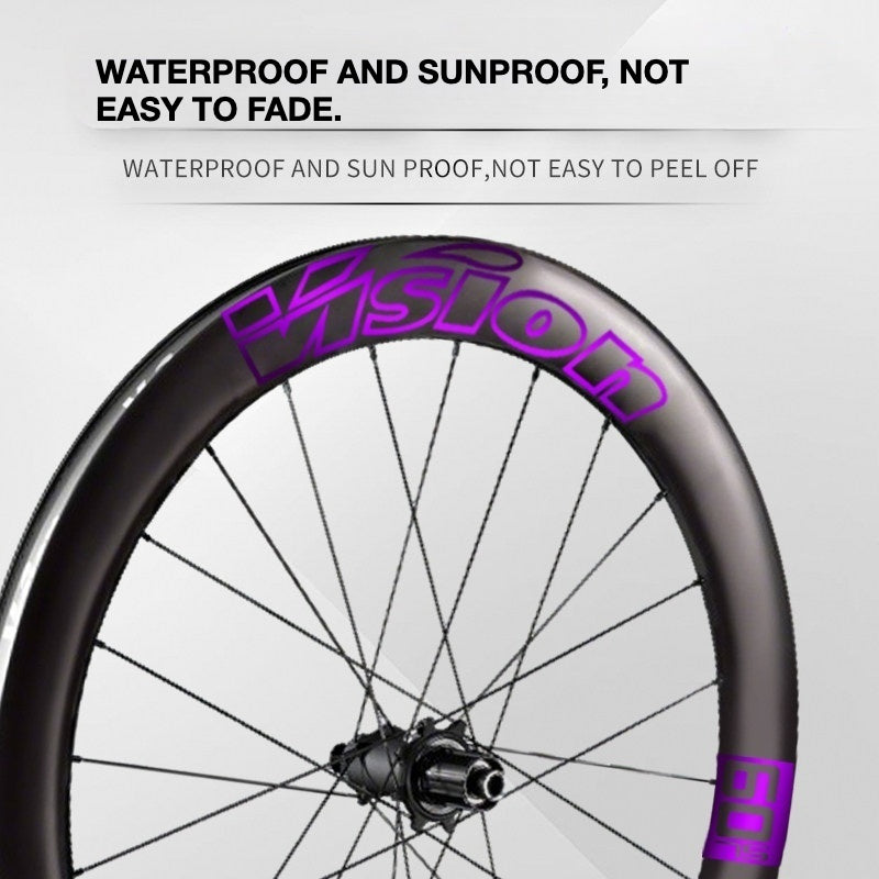 Kit d'autocollants personnalisés pour roues VISION METRON SL60 | Stickers pour jantes de vélo de route en carbone (Kit complet pour paire de roues + jeu de rechange)