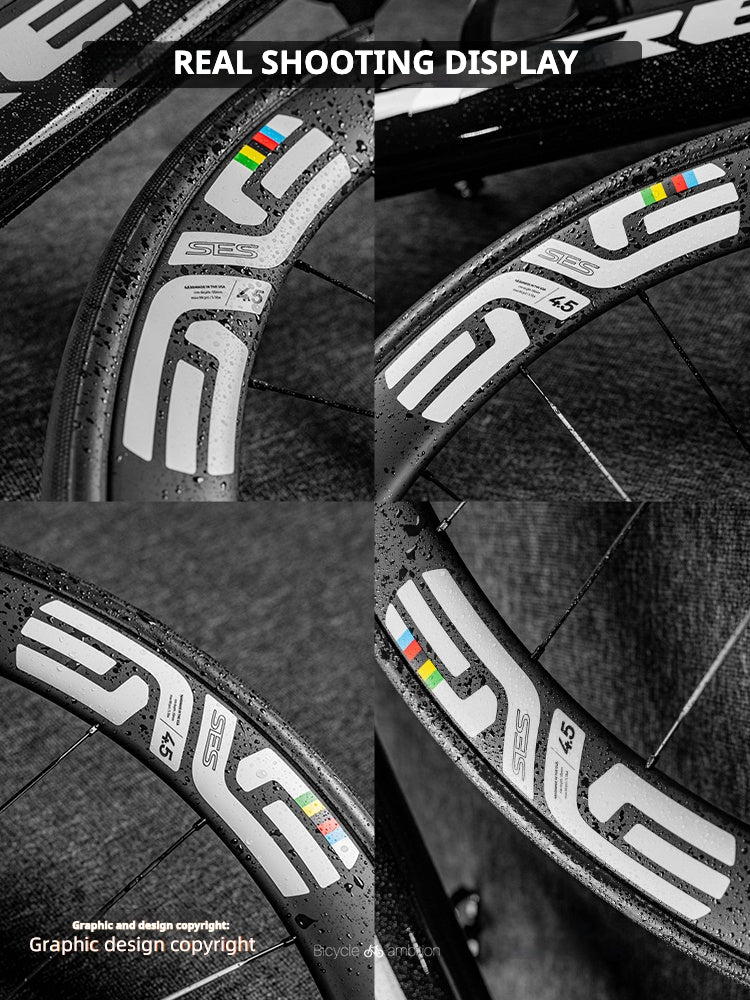 ENVE SES 4.5 Rainbow & World Championship Jeu d'autocollants pour roues | Autocollants avant 4.5 & arrière 5.6 | Pour jantes personnalisées style Pogacar