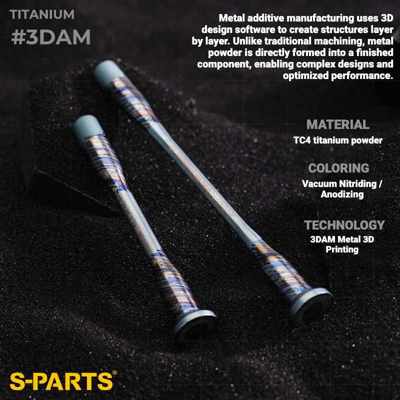 S-PARTS 3DAM Titanium Thru Axle Kit for Giant Road Bikes | Ultra-Light 3D Printed TC4 Axle