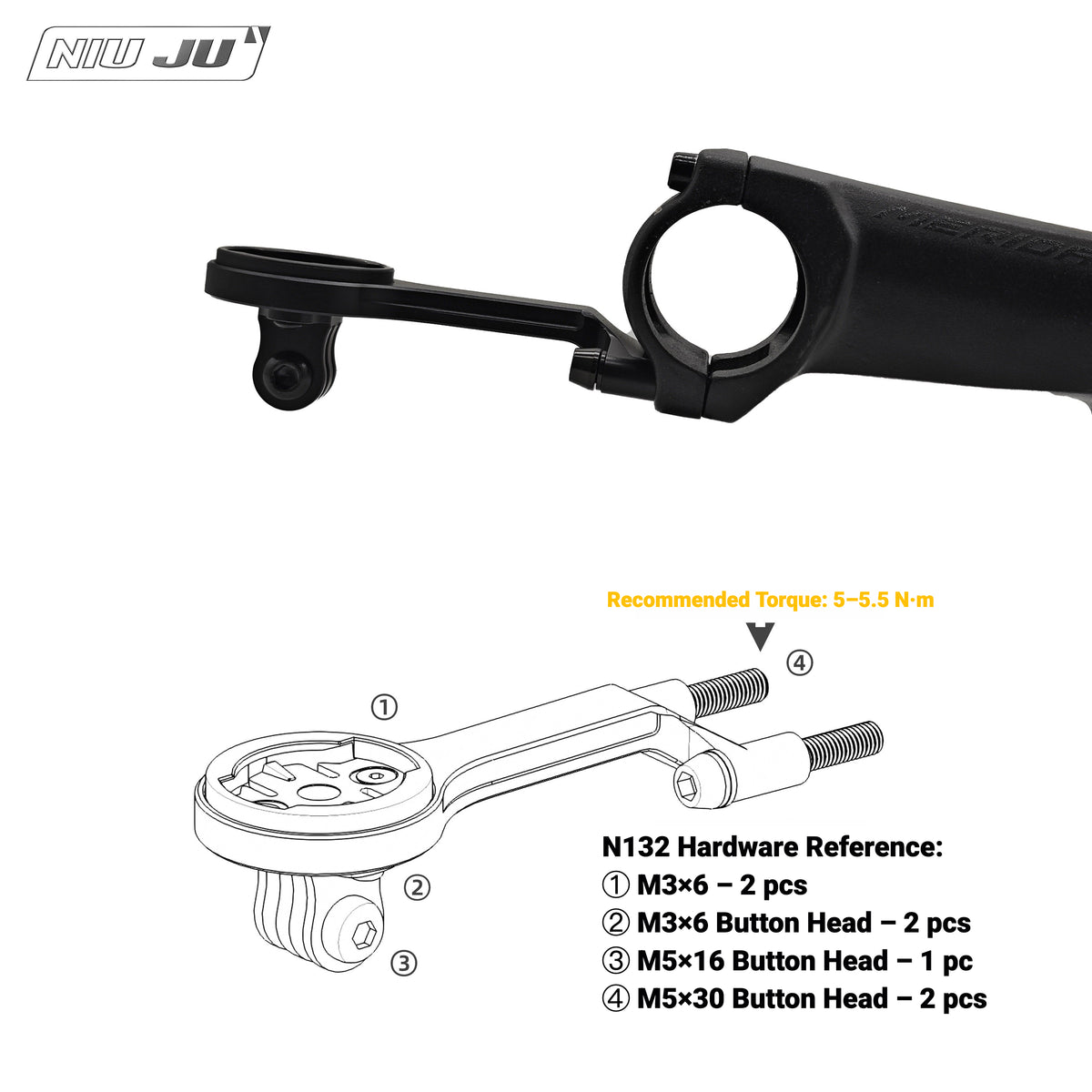 NIUJU Computer Mount for MERIDA SSL Aluminum Stem | Garmin Wahoo Bike Computer Mount