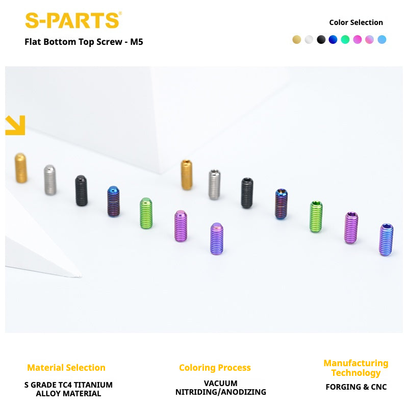 S-PARTS Titanium Set Screw M5×12 / M5×16 – Grade 5 TC4 Flat End Hex Bolt