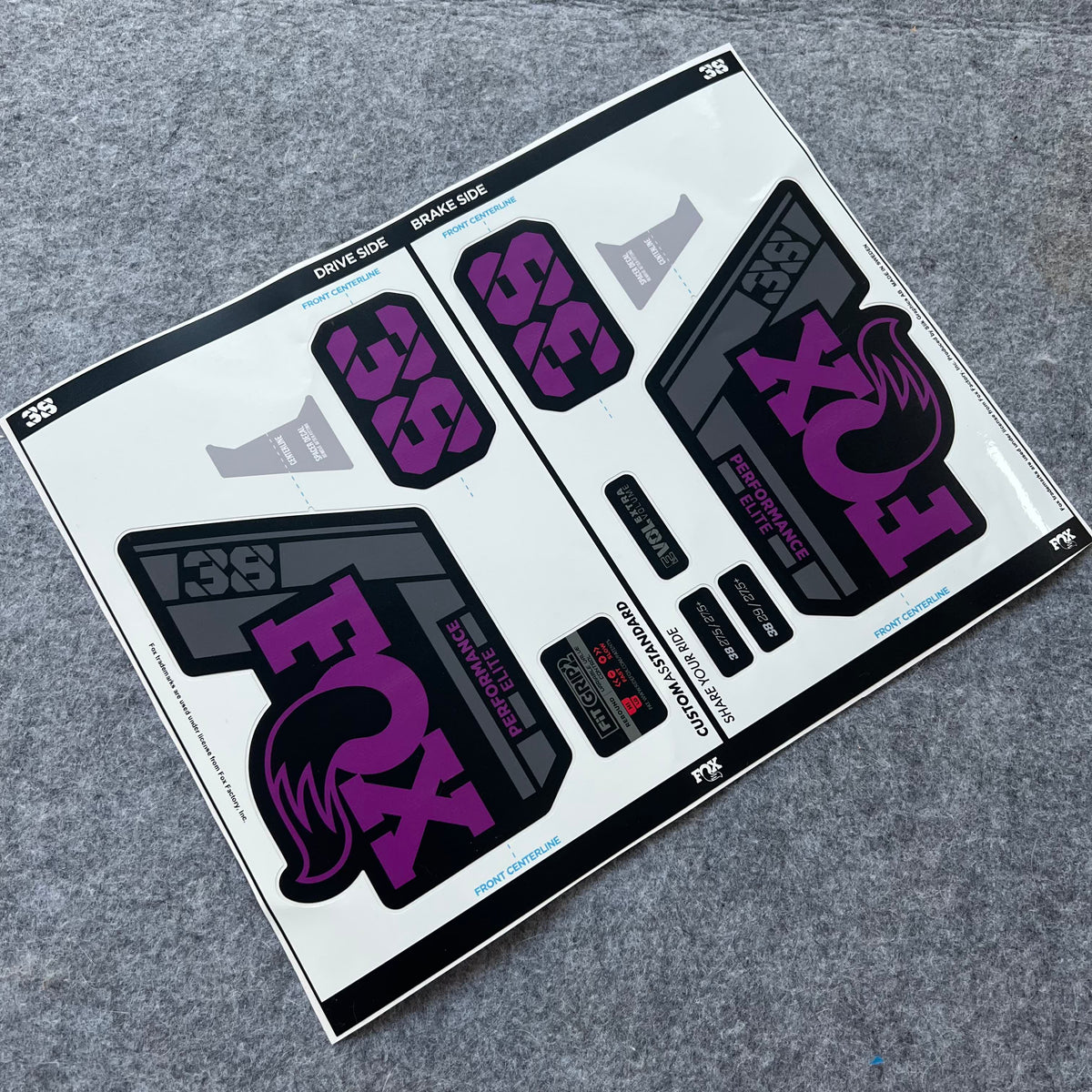 Custom Decal Kit for 2024 FOX 38 ELITE PERFORMANCE Fork | Waterproof MTB Fork Stickers | AM