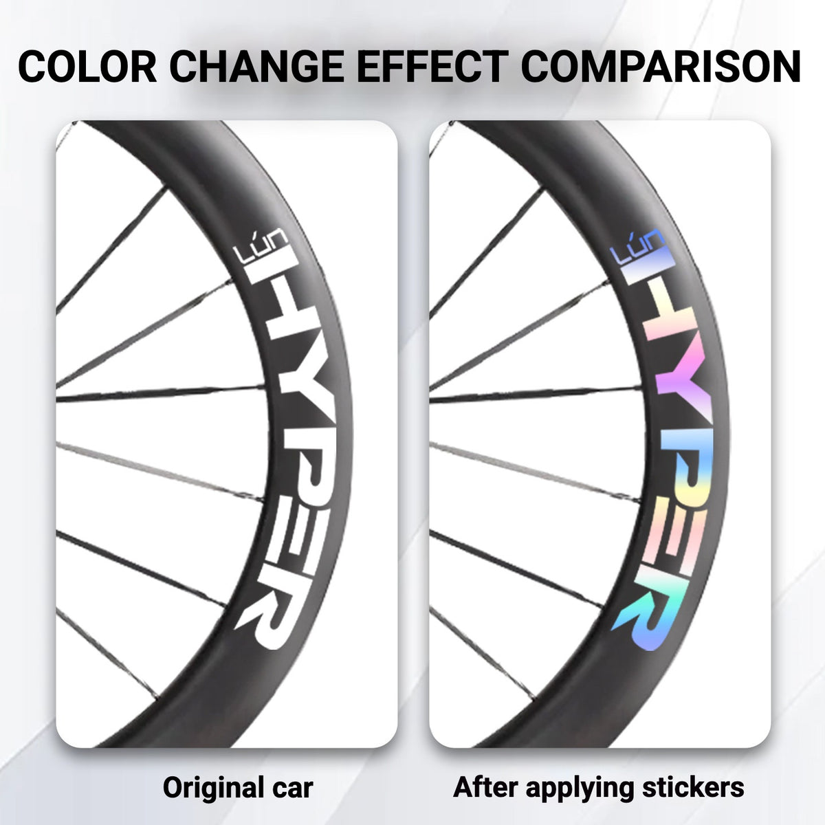 Autocollants Logo Infinity pour Jantes Lún HYPER 3 D67 Gen 3 | Stickers de Jante Imperméables (Jeu Complet pour Deux Roues + Stickers de Rechange Inclus)