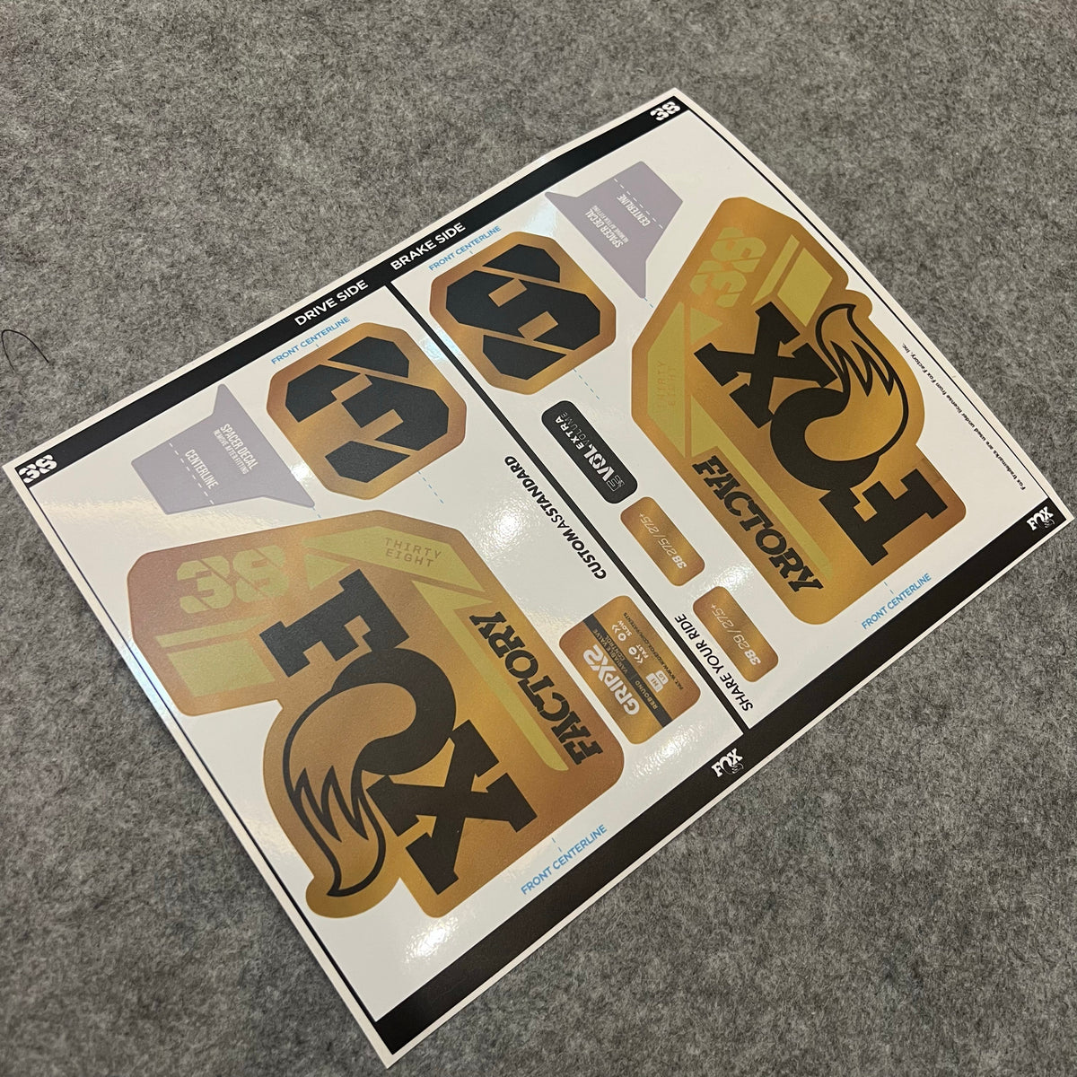 Custom Decal Kit for 2025 FOX 38 FACTORY Fork | Waterproof MTB Suspension Stickers | GRIP X2
