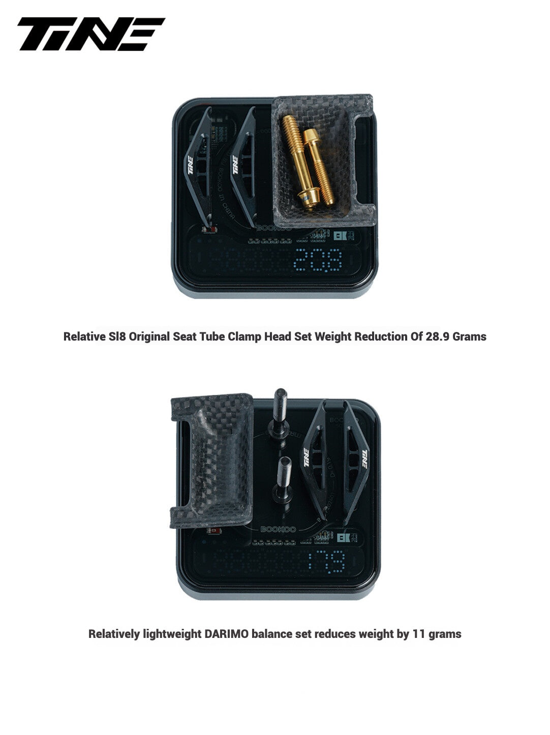 TiNE Ultra-Light 6.8g Seat Clamp & Leveling Assembly | Compatible with Specialized SL9/SL8 Aethos, Colnago & DARIMO Seatposts | CNC Titanium Precision