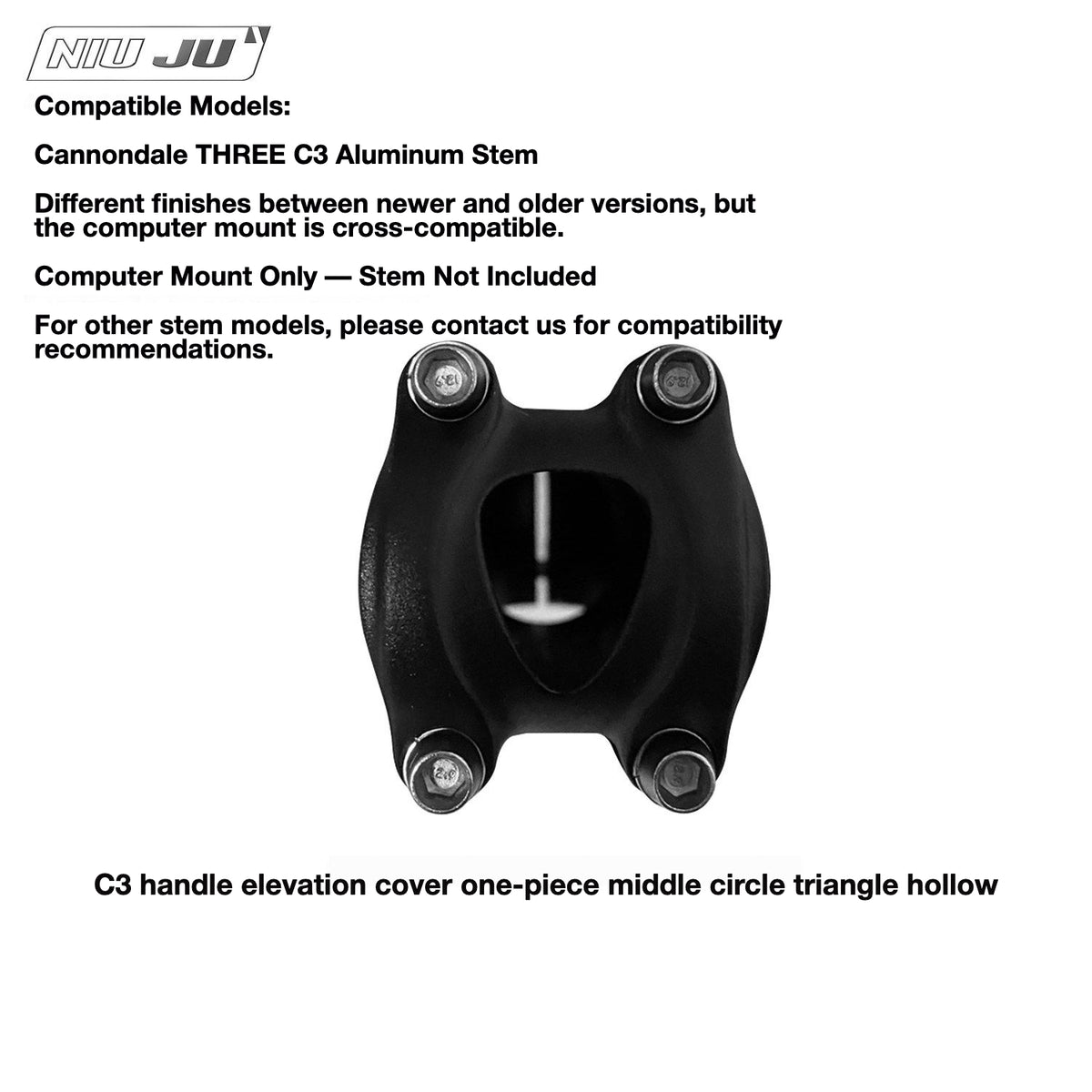 NIUJU Cannondale C3 THREE Stem Computer Mount | Ultra-Light Garmin Wahoo GoPro Mount