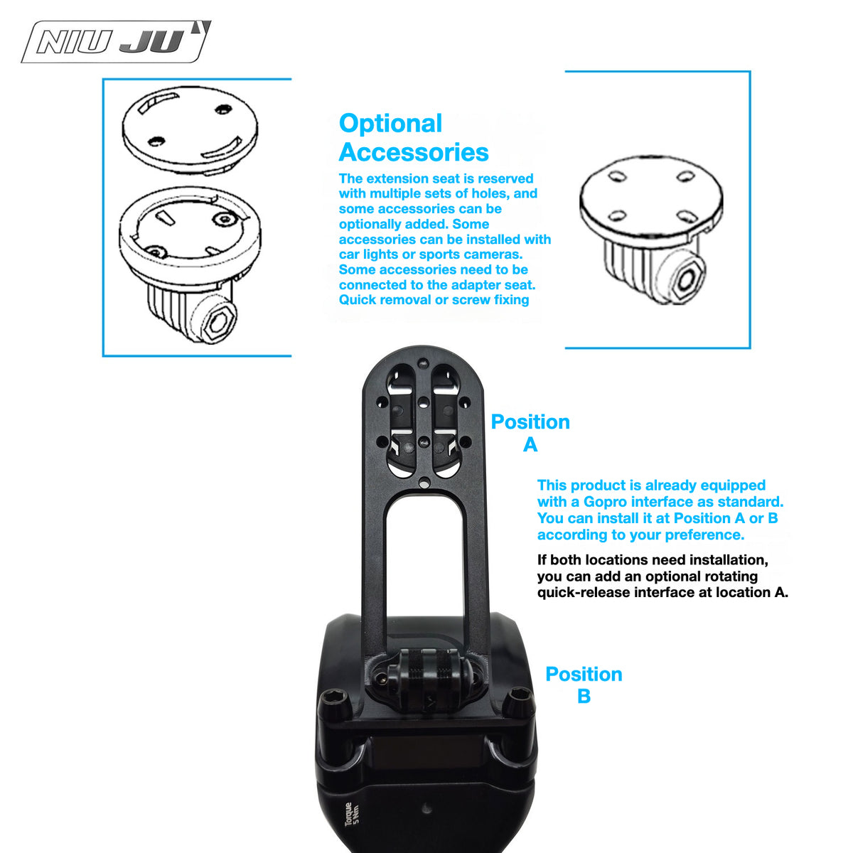 NIUJU DEDA Vinci DCR Stem Computer Mount | Garmin Wahoo GoPro Integrated Mount