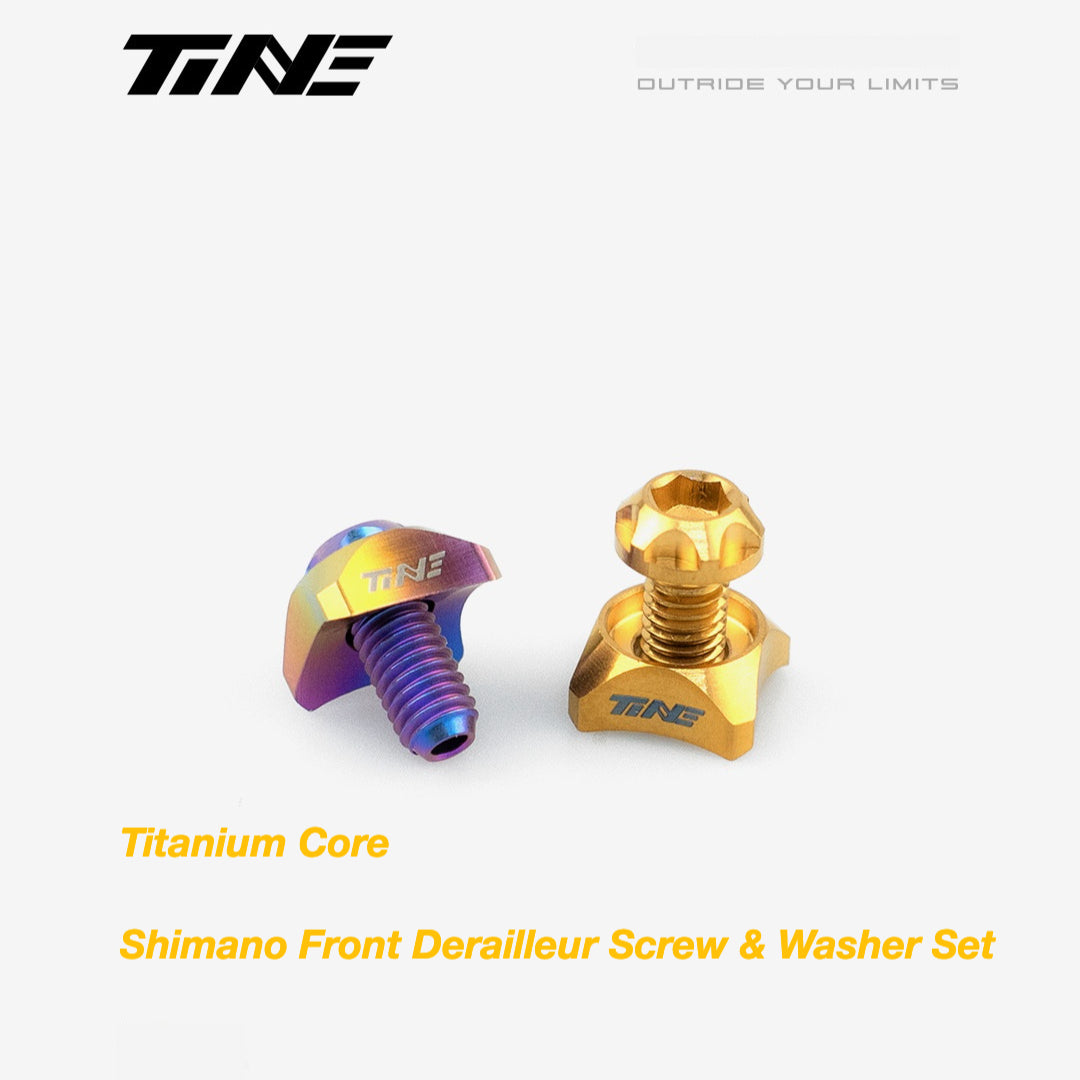 TiNE Titanium Front Derailleur Bolt & Washer Kit for Shimano Road Bikes