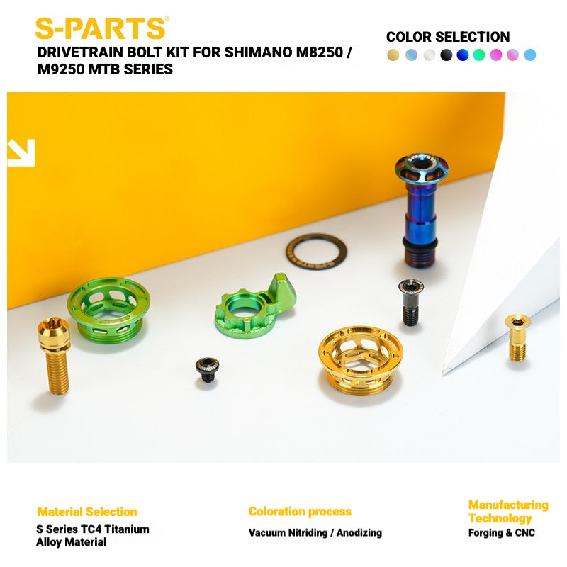S-PARTS Titanium Drivetrain Bolt Kit for Shimano M8250 / M9250 MTB Di2 Groupset – Lightweight Upgrade Hardware