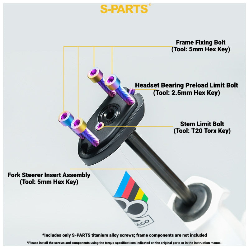 S-PARTS TC4 Titanium Bolt Kit for Colnago Y1RS | Frame & Cockpit Screw Upgrade