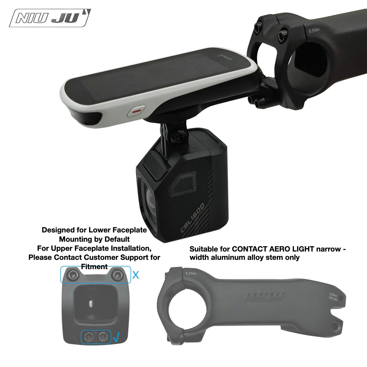 NIUJU GIANT CONTACT AEROLIGHT Computer Mount | TCR Gen 10 DEFY ADV Garmin Wahoo Mount