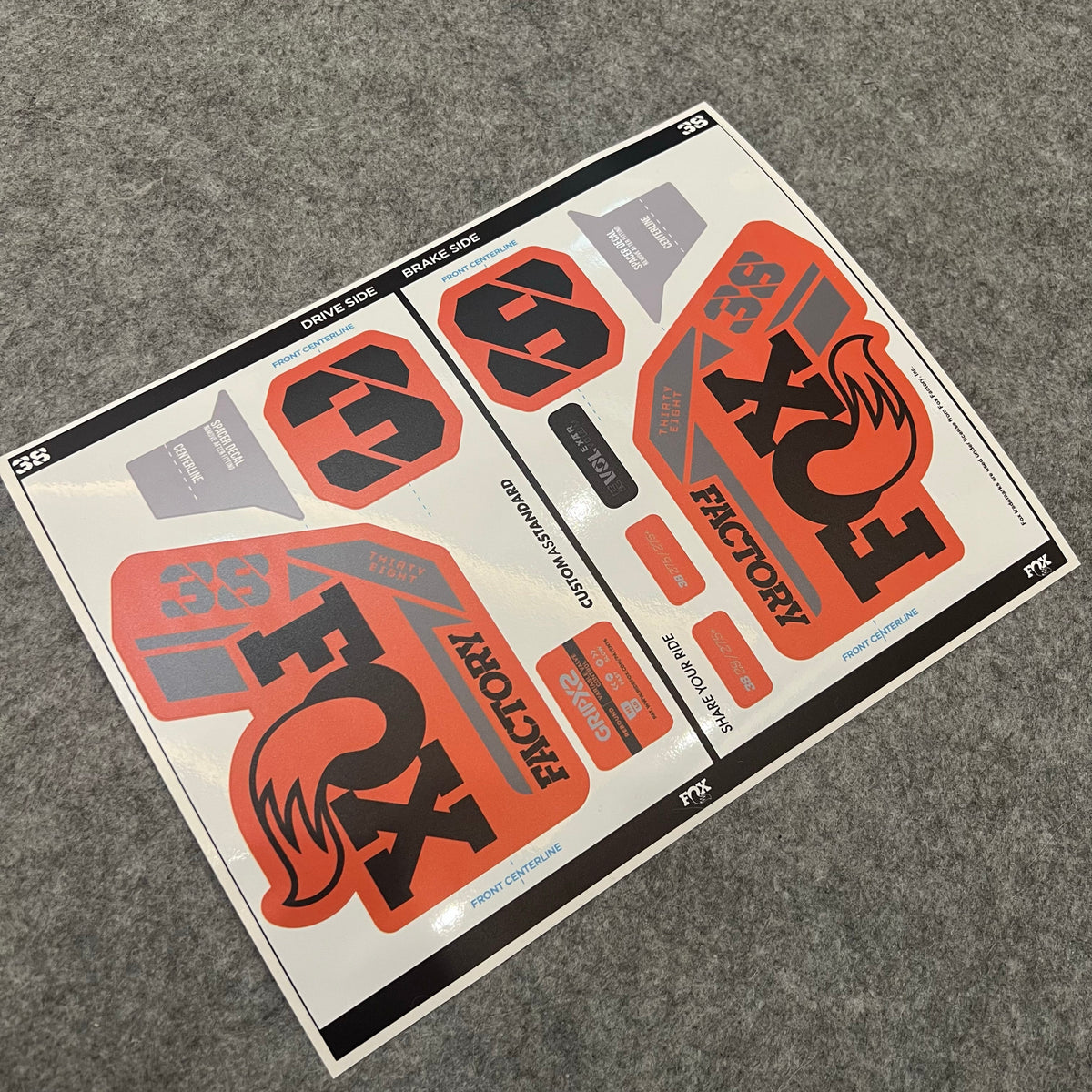 Custom Decal Kit for 2025 FOX 38 FACTORY Fork | Waterproof MTB Suspension Stickers | GRIP X2