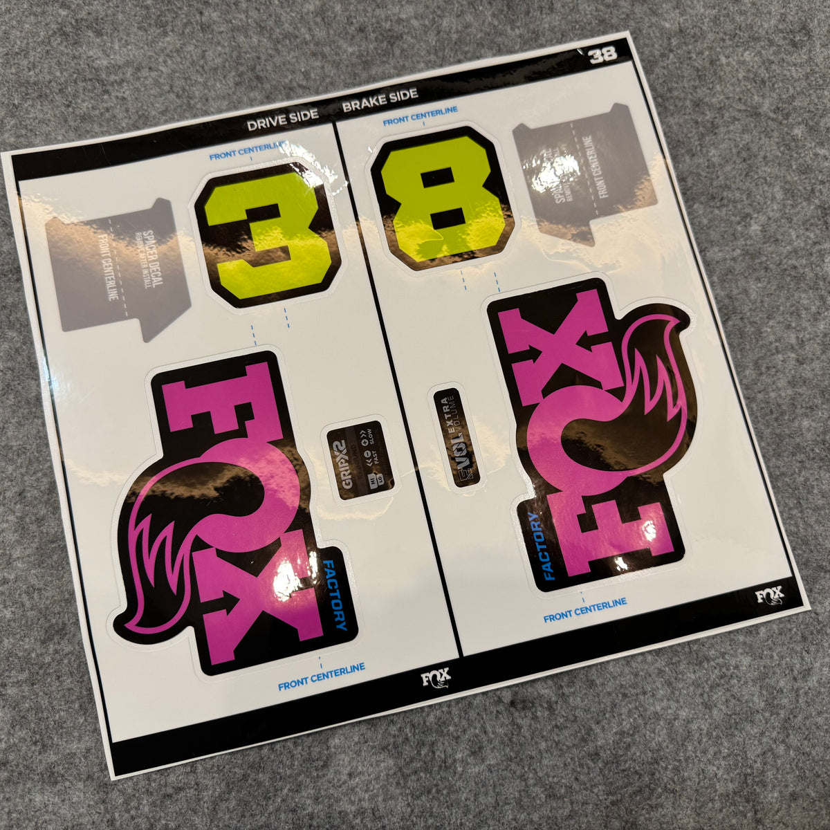 Custom Decal Kit for 2027 FOX 38 FACTORY Fork | Waterproof MTB Fork Stickers | GRIP X2