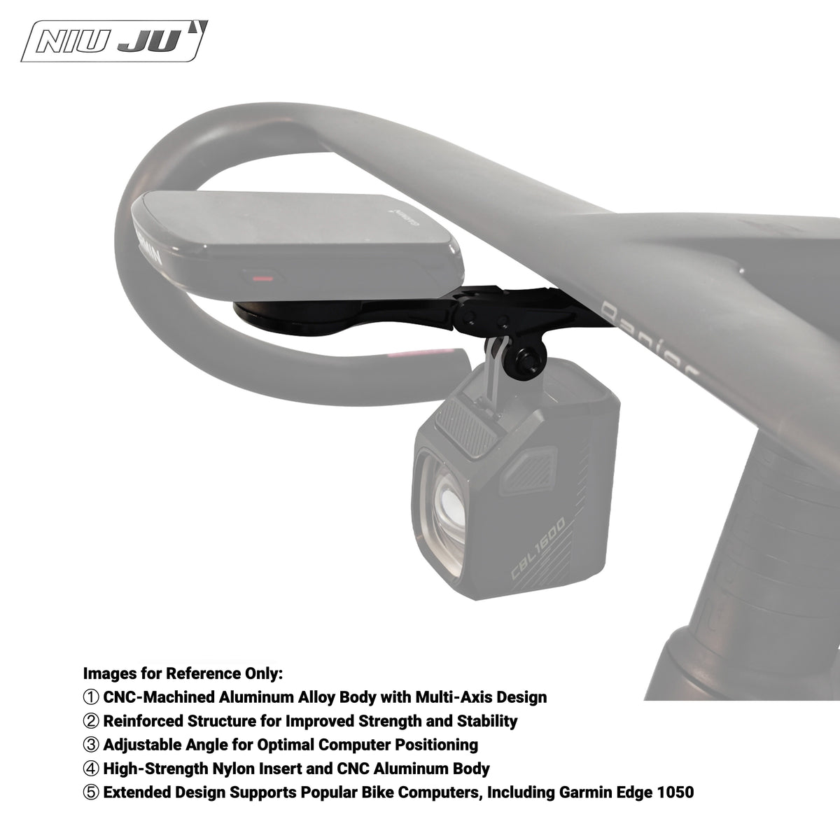 NIUJU Aluminum Computer Mount for SEKA EXCEED / SPEAR Rapier / ExAero GR Integrated Handlebars | Garmin Wahoo