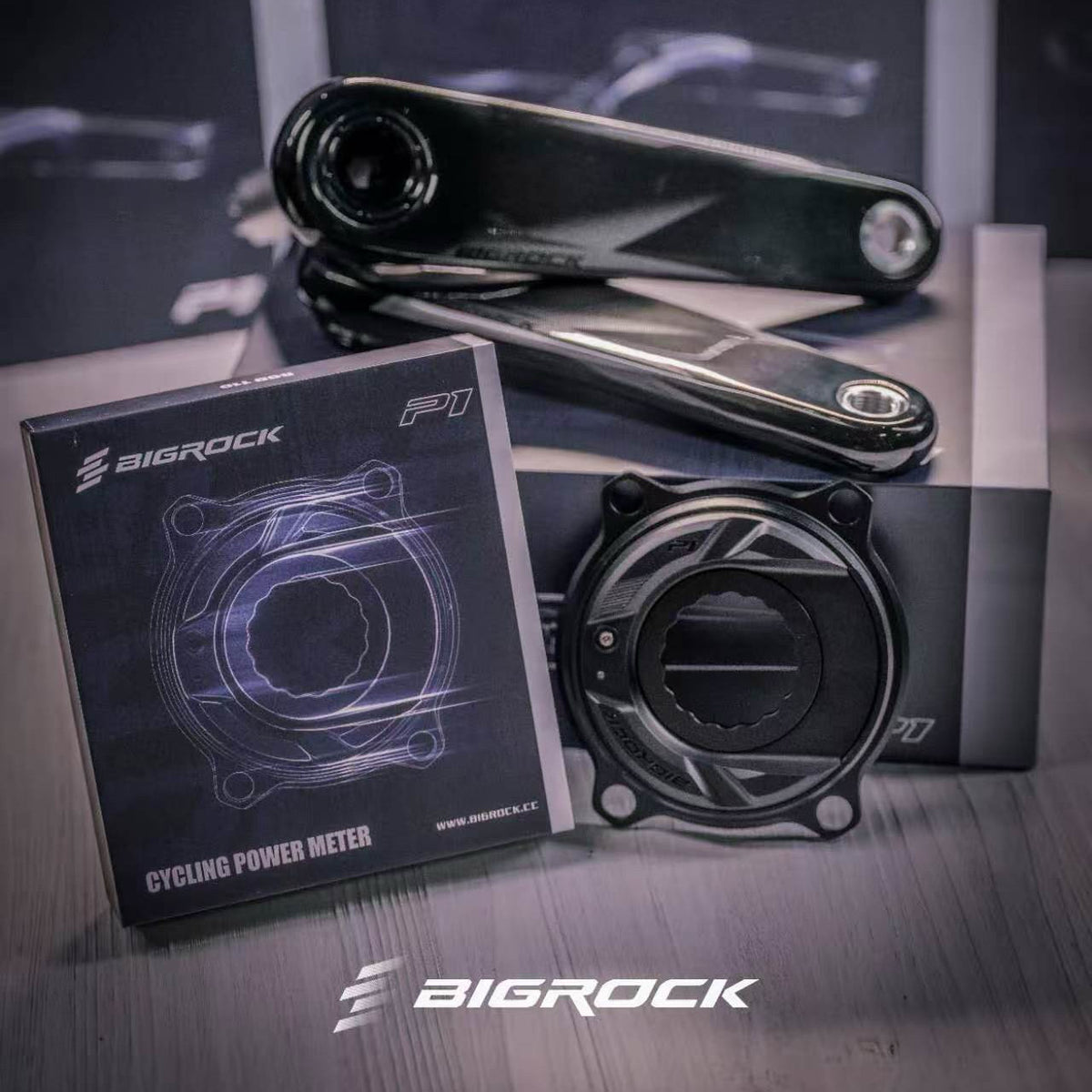 BIGROCK Gen 3 Carbon Crankset with 24mm Titanium Spindle | Ultra-Light Road Bike Crankset & P1 Power Meter